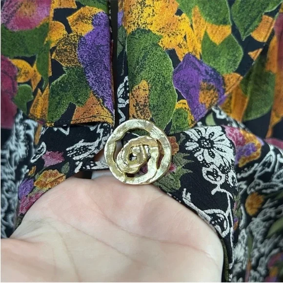 Vintage Mixed Floral Oversized Blazer Jacket 90s Maximalist Art-To-Wear Artsy M - Picture 8 of 13